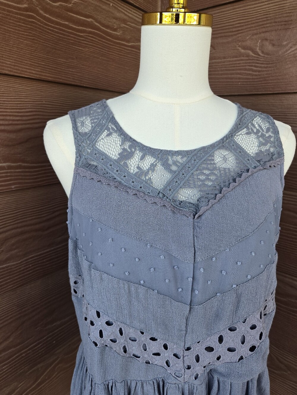 Knox Rose Sleeveless Lace Trim Peplum Top Women’s Medium Slate Blue - Picture 14 of 16